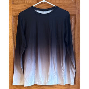 Men's Unbranded Long Sleeve Tee Standard M Black White Ombre